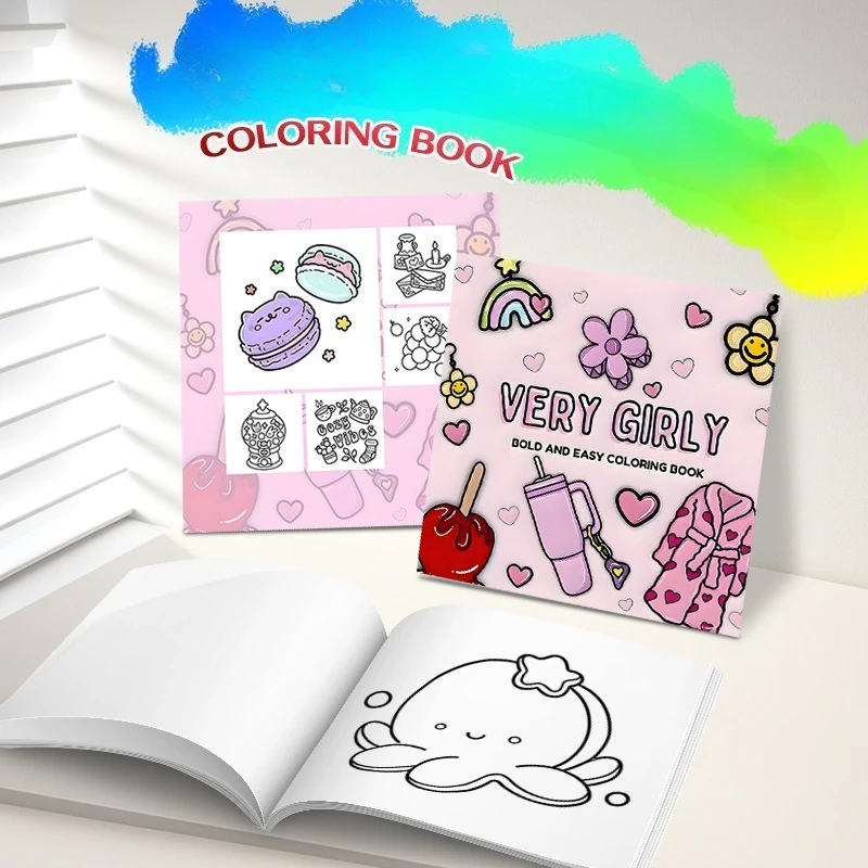 Cute Cartoon Coloring Book for Adults Kawaii Sweet Illustrations Stress Relief Relaxation Creative Art Therapy Cozy Gift