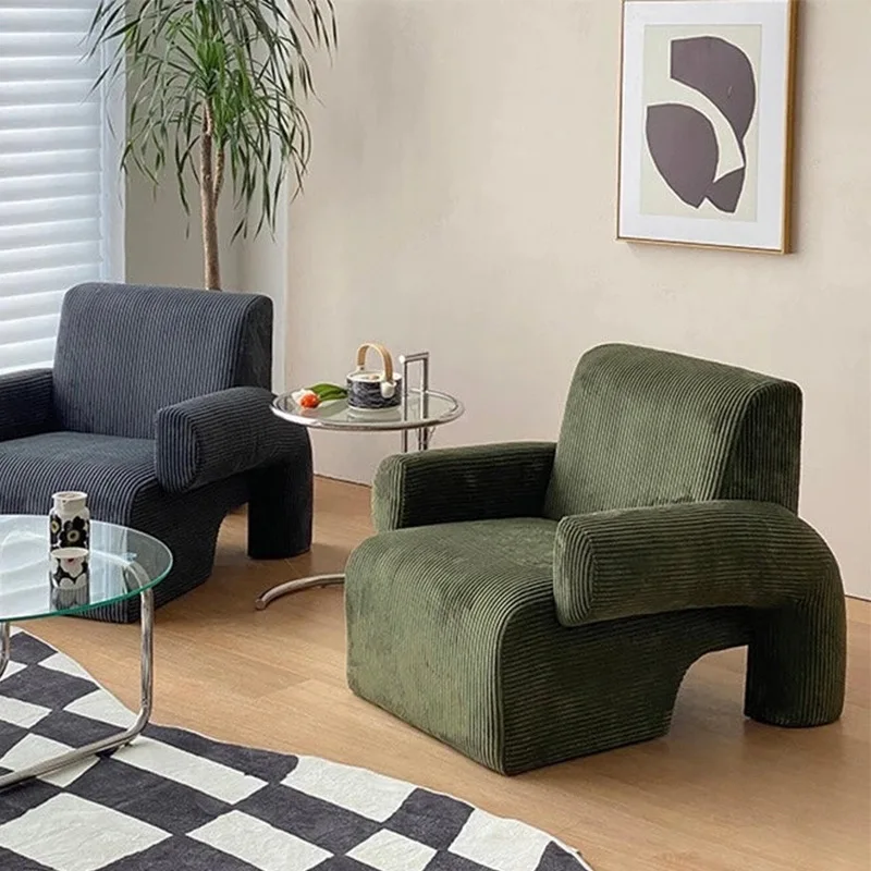

Customizable Nordic creative single sofa light luxury simple modern ins retro leisure chair corduroy fabric lazy sofa