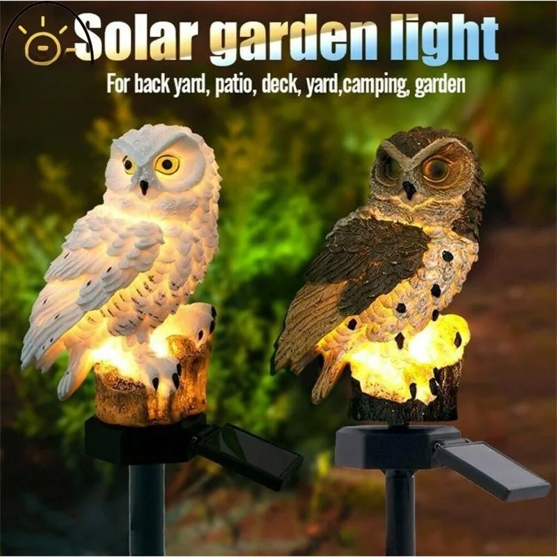 

LED Solar Light Resin Emulation Owl Bird Outdoor Waterproof Night Lamp Courtyard Aisle Garden Statue Lawn Decoration Solar Light