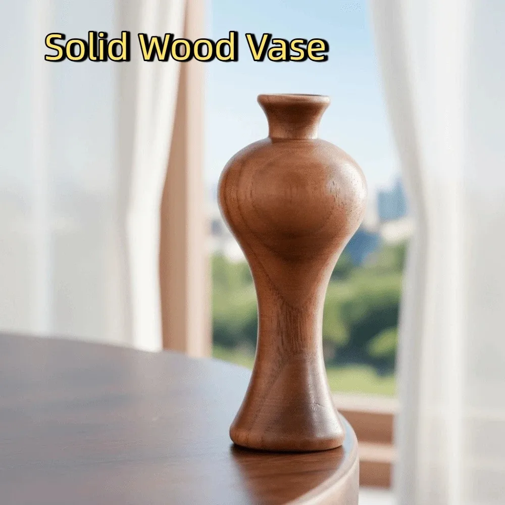 

Practical Vintage Solid Wood Vase Unique Handcrafted Mini Flower Device Sophisticated Vase Ornaments Office