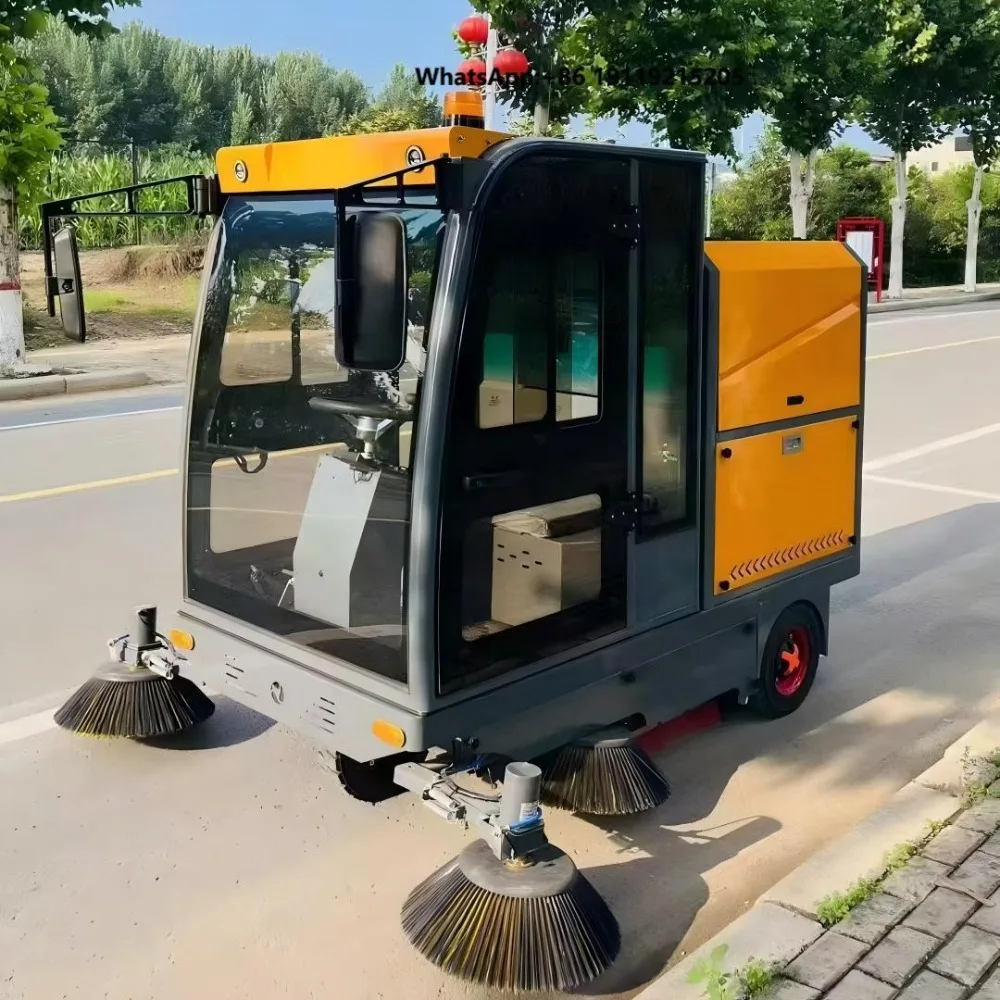 Compact Mall Road Cleaning Machine Ride on Electric Battery Leaf Collection Industrial Street Sweeper Truck