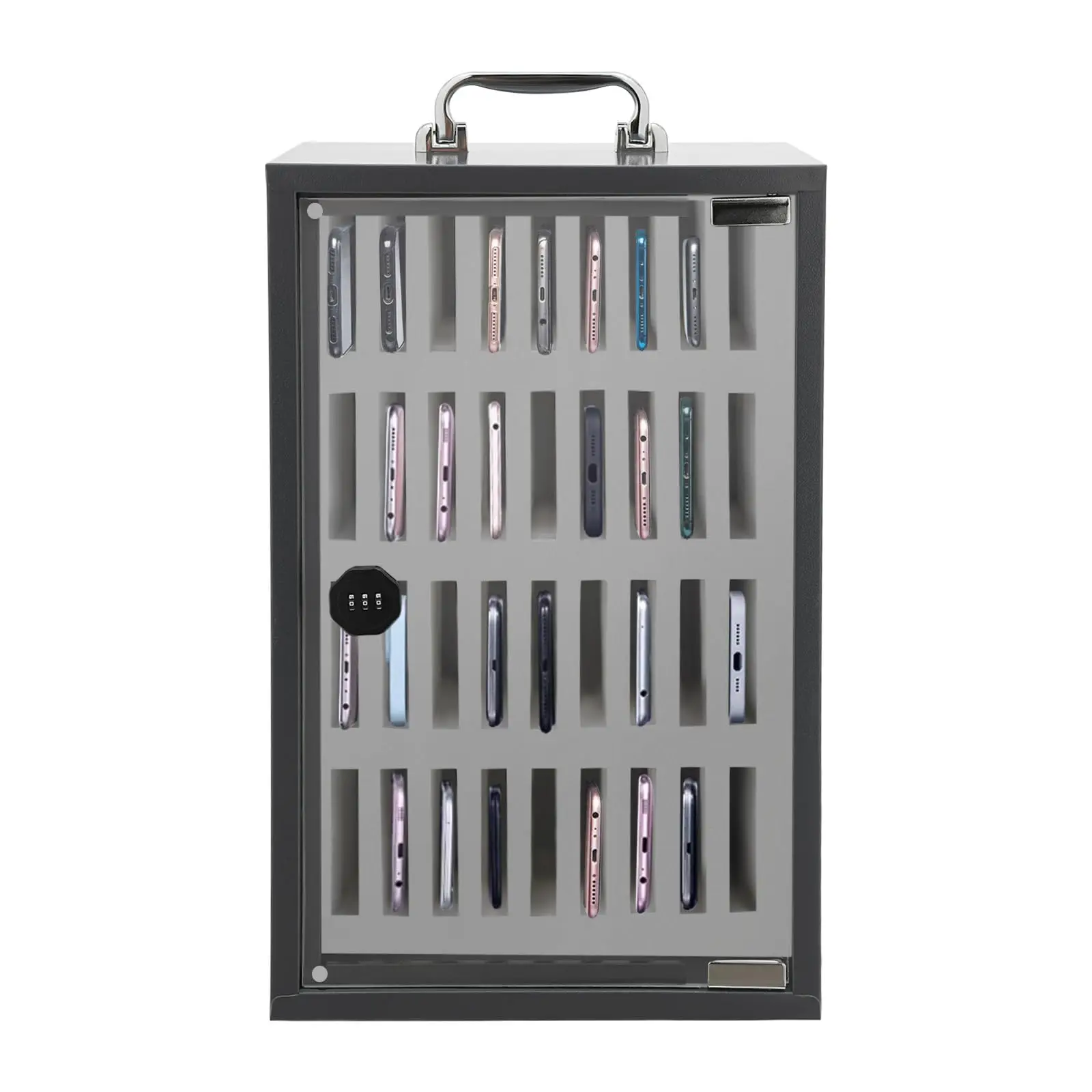 Шкаф для хранения сотовых телефонов Прозрачный шкафчик для сотового телефона для карманного держателя мобильного телефона, настенный и отдельно стоящий с замком, банка