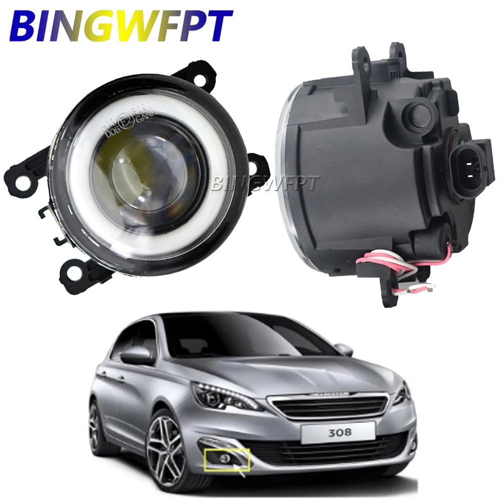 2pcs NEW Car Angel Eyes Styling LED Fog Lights with Lens For Peugeot 308 T9 2014 2015 For Peugeot 4007 GP_ 2007-2013