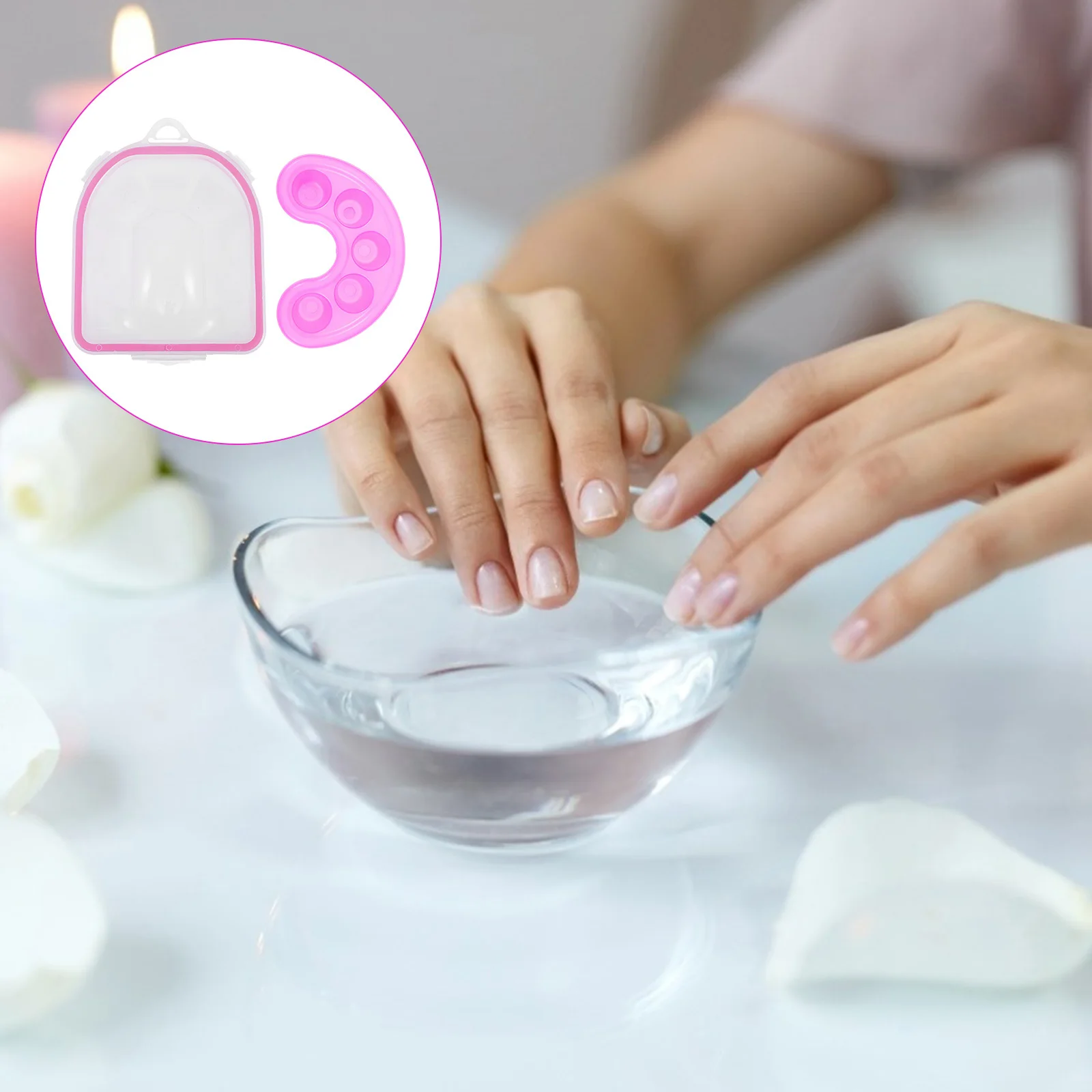 2 個のネイル浸漬ボウル プレミアム素材 軽量 ポータブル 適切なネイルトリートメント 付け爪の除去 キューティクル栄養 ハンド