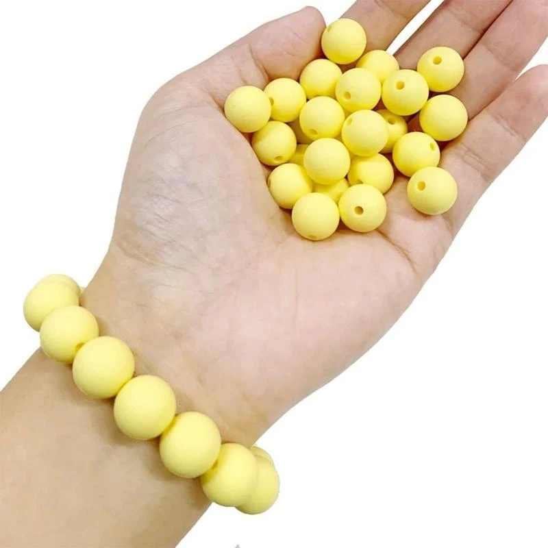 Set Rantai Dot DIY Manik-manik Menyusui Bulat Bayi Manik-manik Silikon 12Mm 15UB