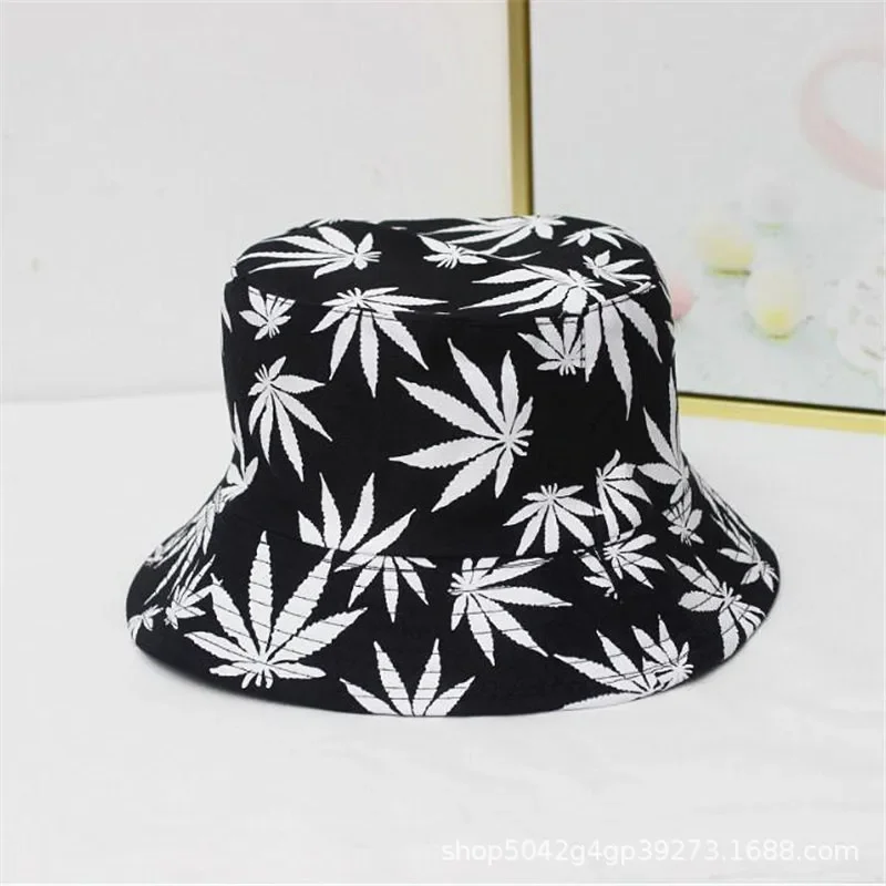 1pc Maple Leaf Printed Fisherman Hat for Men Outdoor Sun Basin Hat