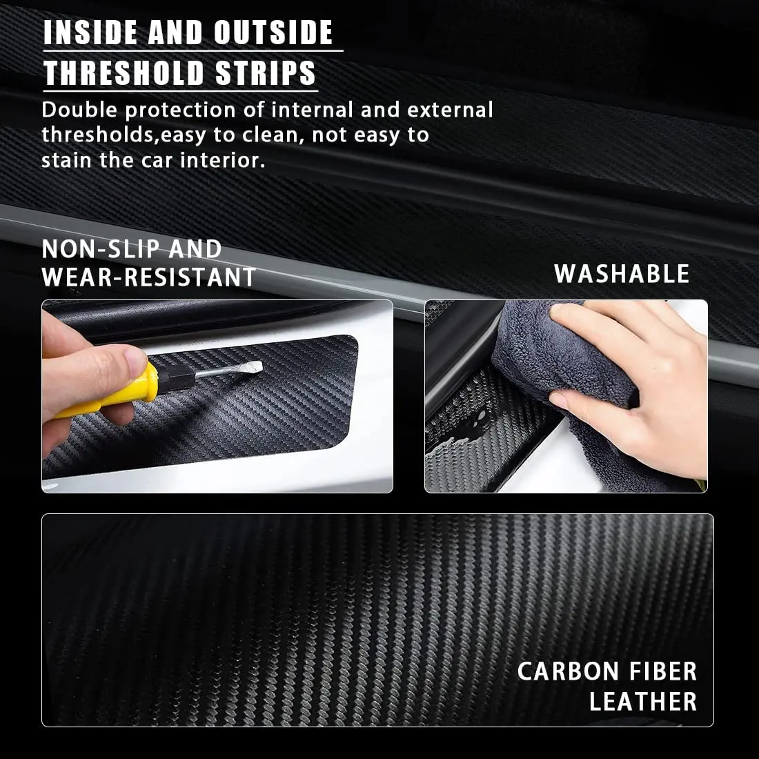 Door Sill Protector 4PCS For BMW Carbon Fiber Door Sill Scuff Plat Compatible for BMW Series Accessories