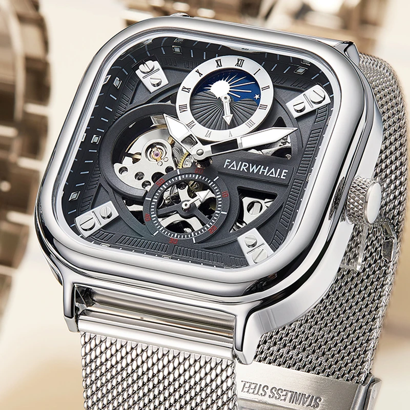 

Mark Fairwhal модные мужские часы с автоматическим механизмом, механические часы, водонепроницаемые часы с турбийоном из нержавеющей стали для мужчин