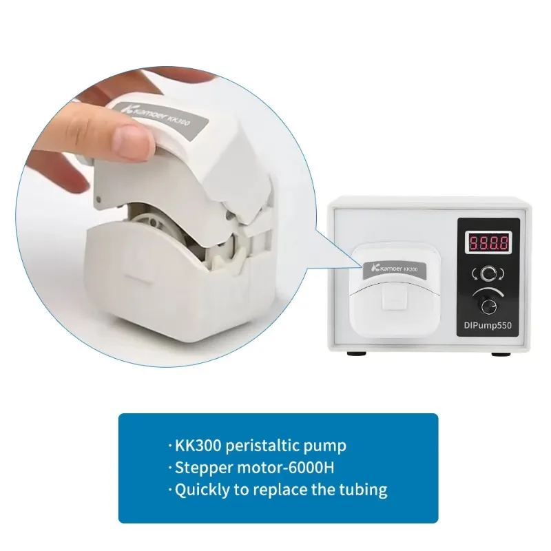 DIP-KK300 4 Rotors 0-300ml/min Quick Tube Replace Peristaltic Pump Stepper Motor Intelligent Adjustable Speed Lab Dosing Pump