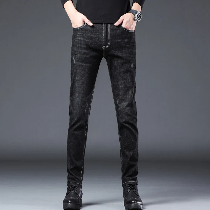 

Black Jeans Men Slim Fit Stretch Jeans Denim Pants Men's Clothing Long Trousers Man Casual Pant 4 Colors Brand Jeans For Boys