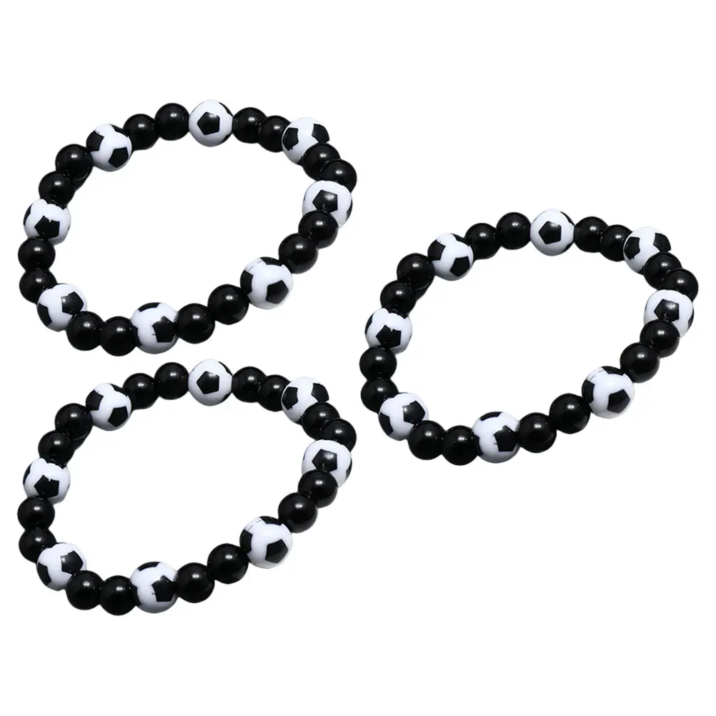 

3 Pcs Bracelet Football Themed Ball Beads Compact Adjustable Resin Wristwear Soccer Bracelet For Boys Portable Sports Supply
