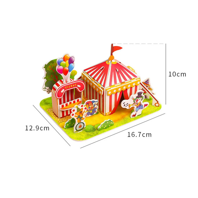 3D Stereo Puzzle Handmade DIY Cartoon House Villa Castle Building Model Montessori Early Learning Educational Toys for Children