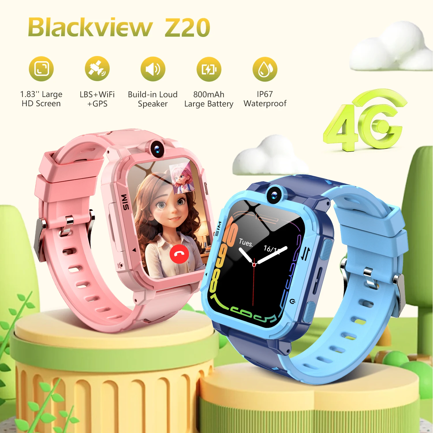 

Blackview Children's Smartwatch Z20 SOS Call GPS Positioning Mobile Phone Tracker 4G WIFI Video Call Smart Watch for Kids Gifts