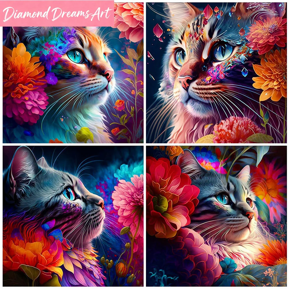 

5D Алмазная мозаика с изображением кошки, полный набор для вышивания стразами, картина из стразов, украшение для дома