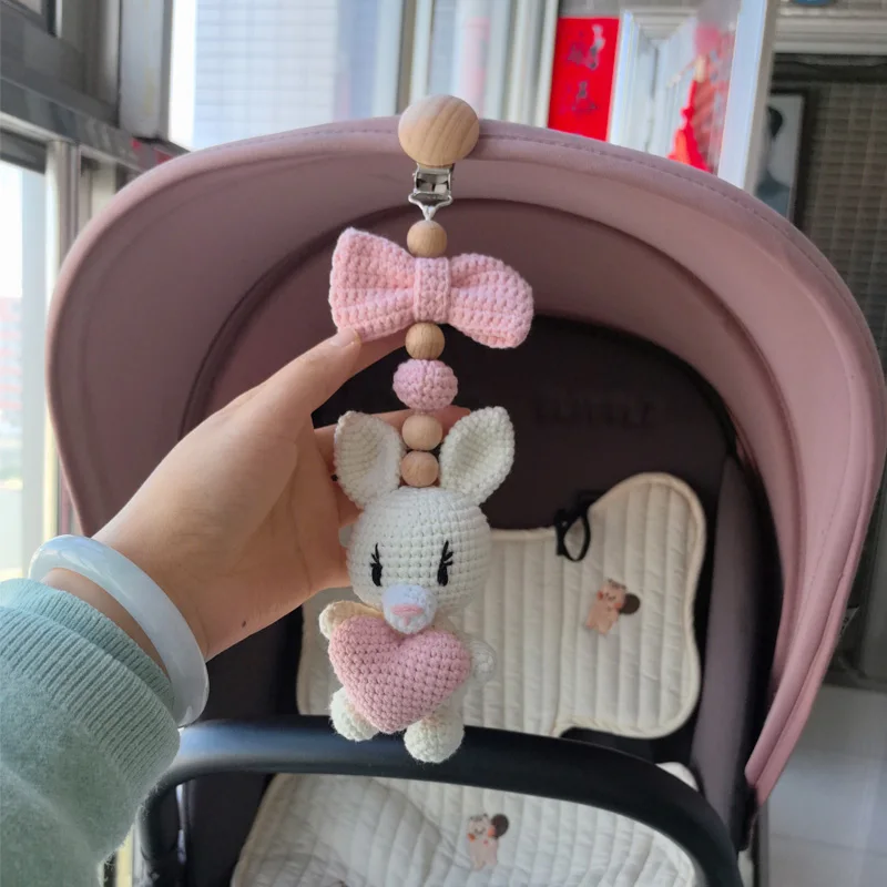 Hochet Mobile sur la Poussette de Bébé, réinitialisation de Sucette en Crochet, Bracelet en Bois, Jouet