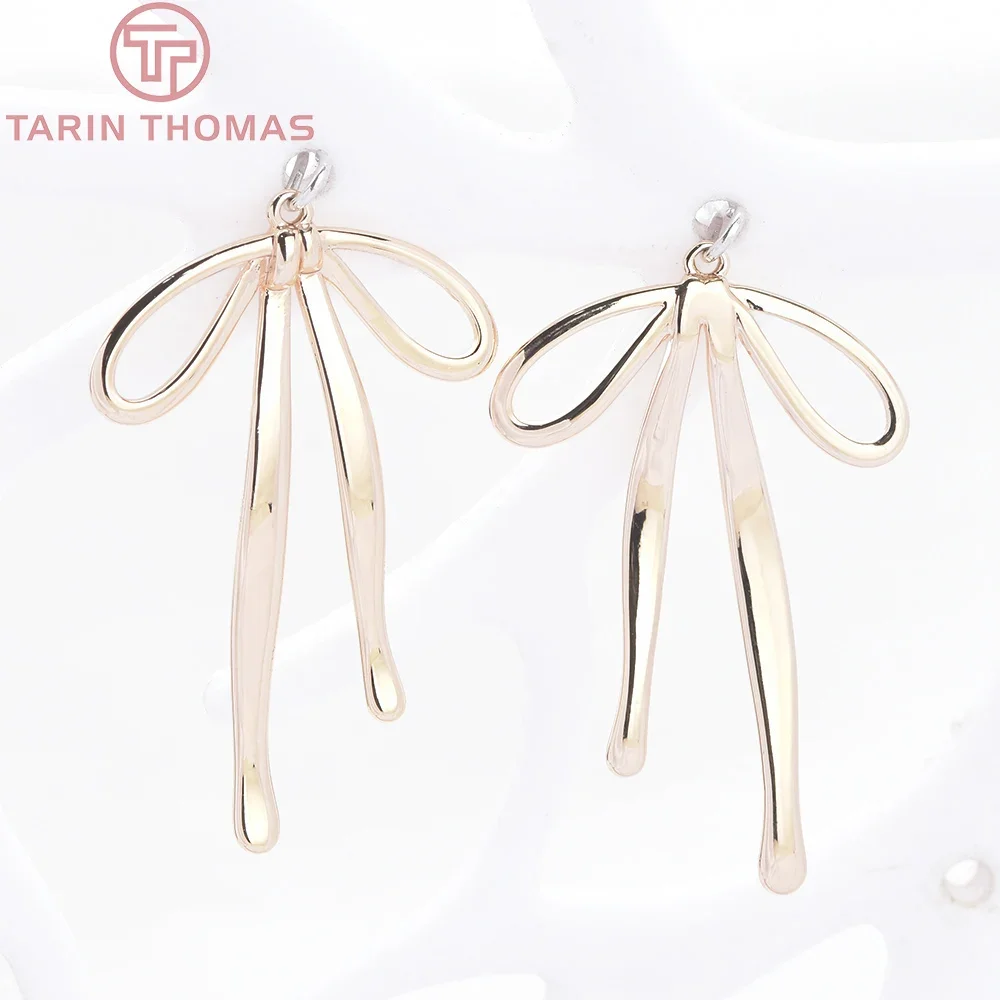 (9596) 6 قطعة 20.5x32.5 مللي متر 24K الذهب اللون النحاس Bowknot Charms المعلقات عالية الجودة DIY بها بنفسك صنع المجوهرات النتائج بالجملة