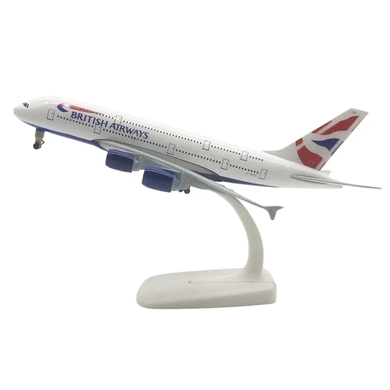 20cm liga de metal uk air britânica airways 380 a380 companhias aéreas avião com trens de pouso modelo diecast avião modelo