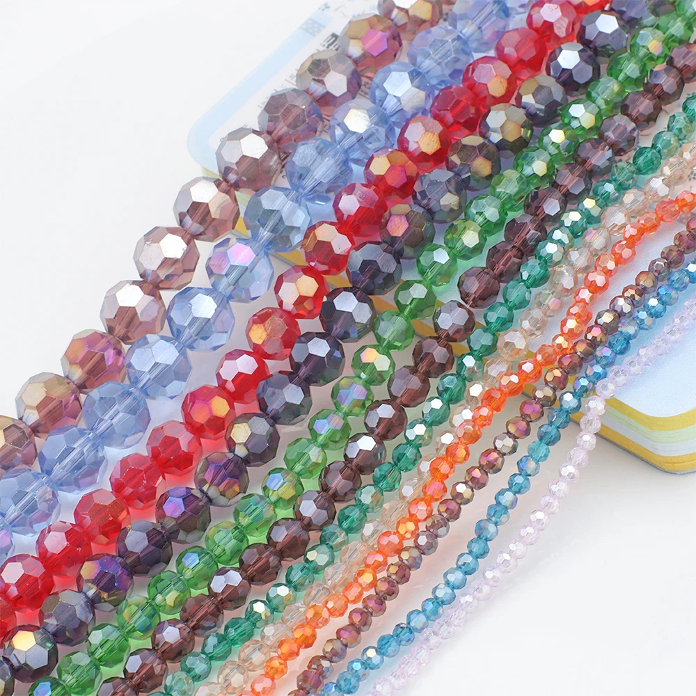 2/3/4/6/8mm Football Glass Cut Bead DIY Stacking Bracelet Necklace Glasses Chain Accessories Wholesale