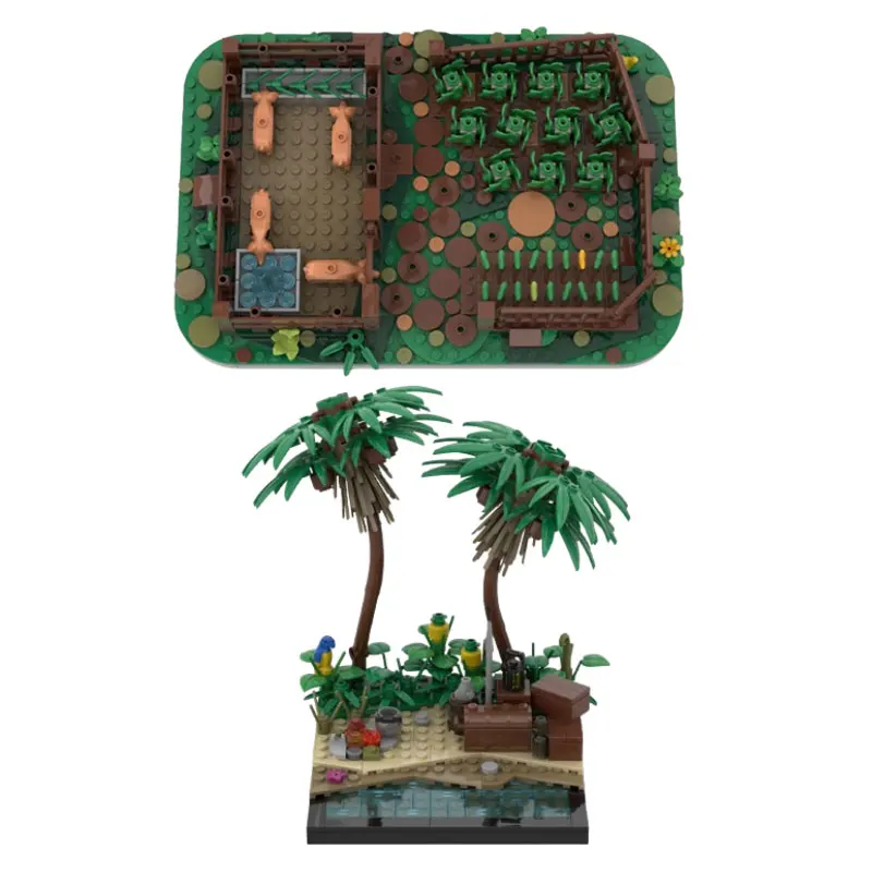 

MOC-145786 Small Particle Assembly Building Blocks Fence Vegetable Garden Farm 148855 213251 Tropical Island Beach Model Toy