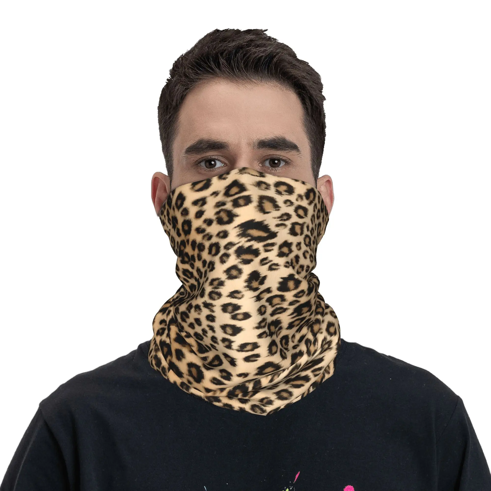 Wild Leopard Print Balaclava Riding Fishing  Bicycle Mask UV Protection Soft Bike Tactical Mask Autumn Fashion Punk Neck Gaiter
