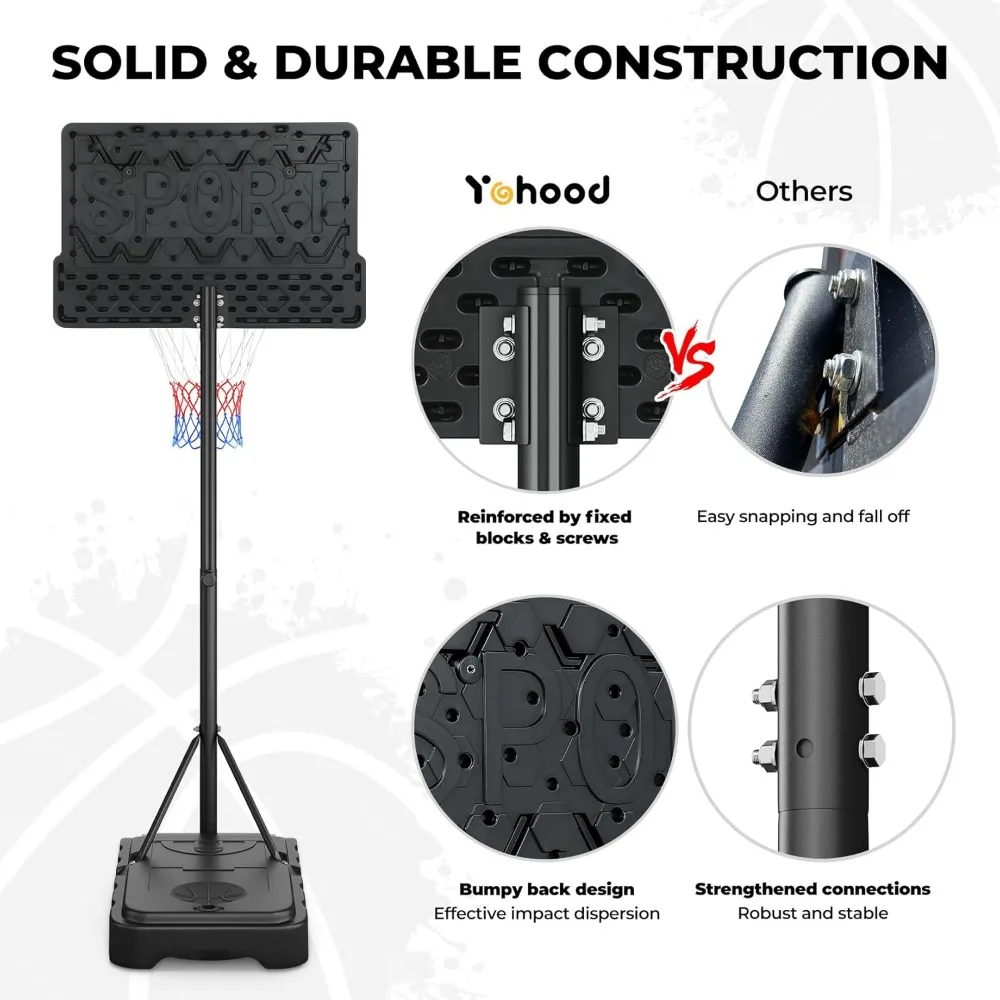 Adjustable Height Kids Basketball Hoop, Portable for Outdoor and Indoor Use, Suitable for Kids, Teens, and Youth, 30 Inch Backbo