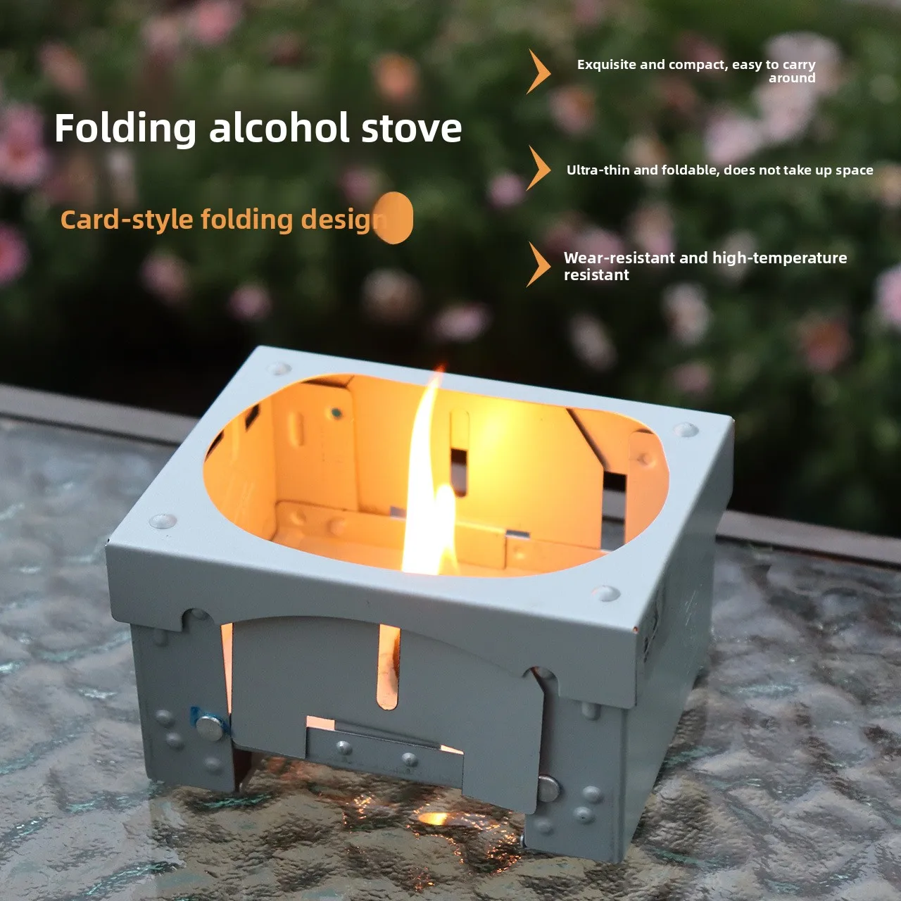 Portable Camping Alcohol Stove Burner Solid Alcohol Fuel Folding Stove Outdoor Mini Alcohol Cooking Cookout Picnic BBQ Wax Stove