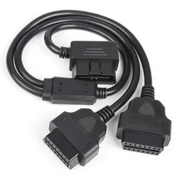 2 in 1 OBD2 Extension Cable 16pin Splitter Male to Dual Female Y OBD OBDII Cable 30CM 50CM 1 Male to 2 Female Interface