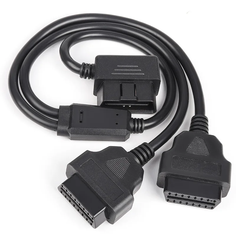 2 in 1 OBD2 Extension Cable 16pin Splitter Male to Dual Female Y OBD OBDII Cable 30CM  50CM 1 Male to 2 Female Interface