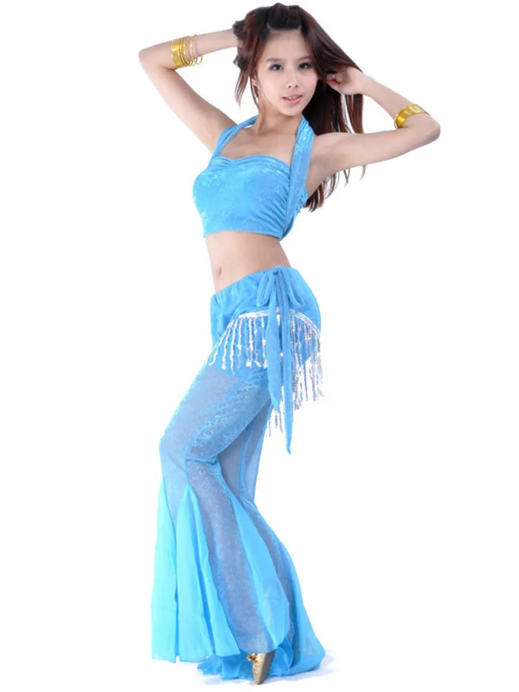 Solid Color Oriental Dancing Costume Belly Dance Suit Performance Jazz Tassel Modern Wear Urban Latin Clothes Classical Top Pant