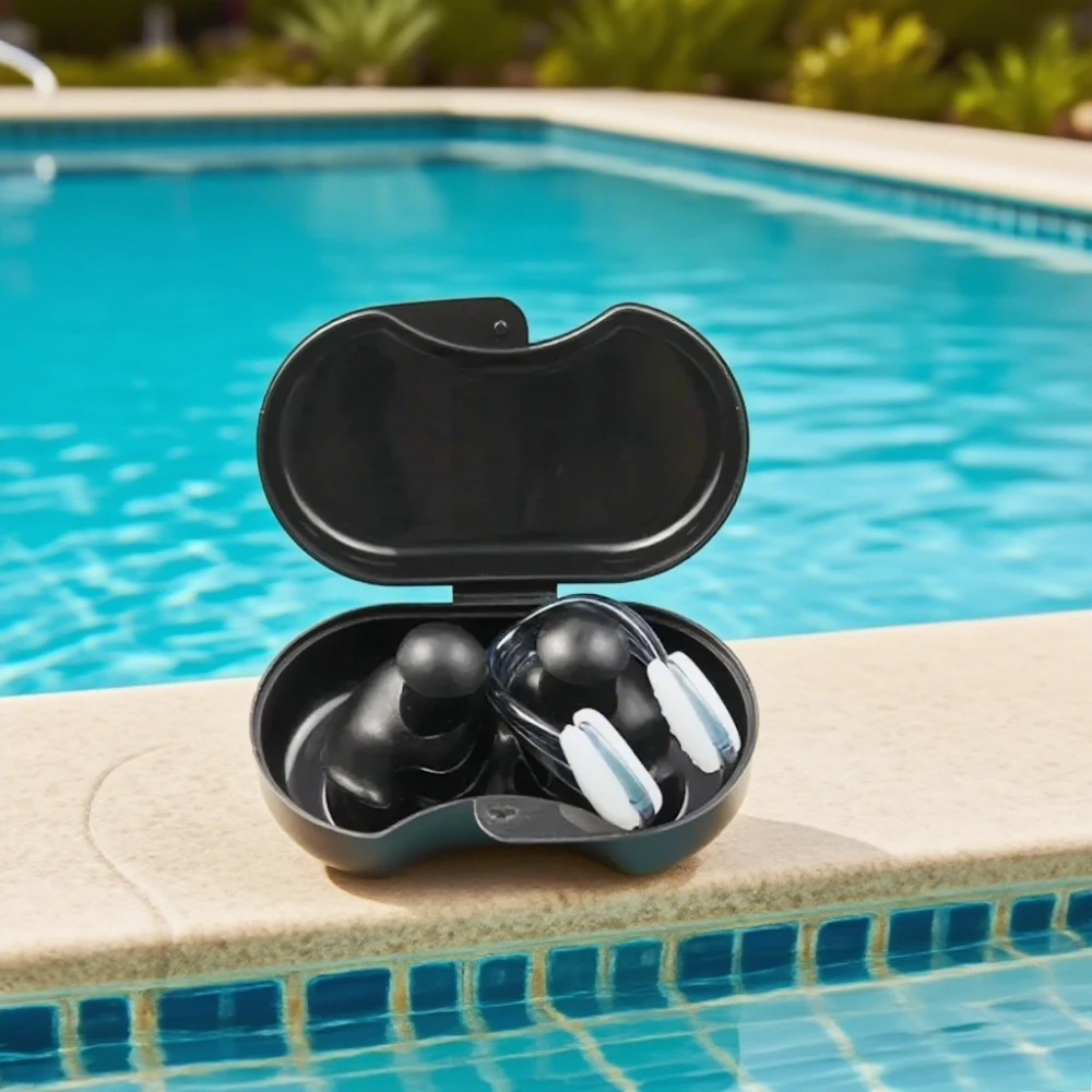 Juego de tapones para los oídos y pinzas para la nariz, Protector impermeable para la nariz y los oídos para hombres, mujeres y niños, accesorios universales para equipos de natación