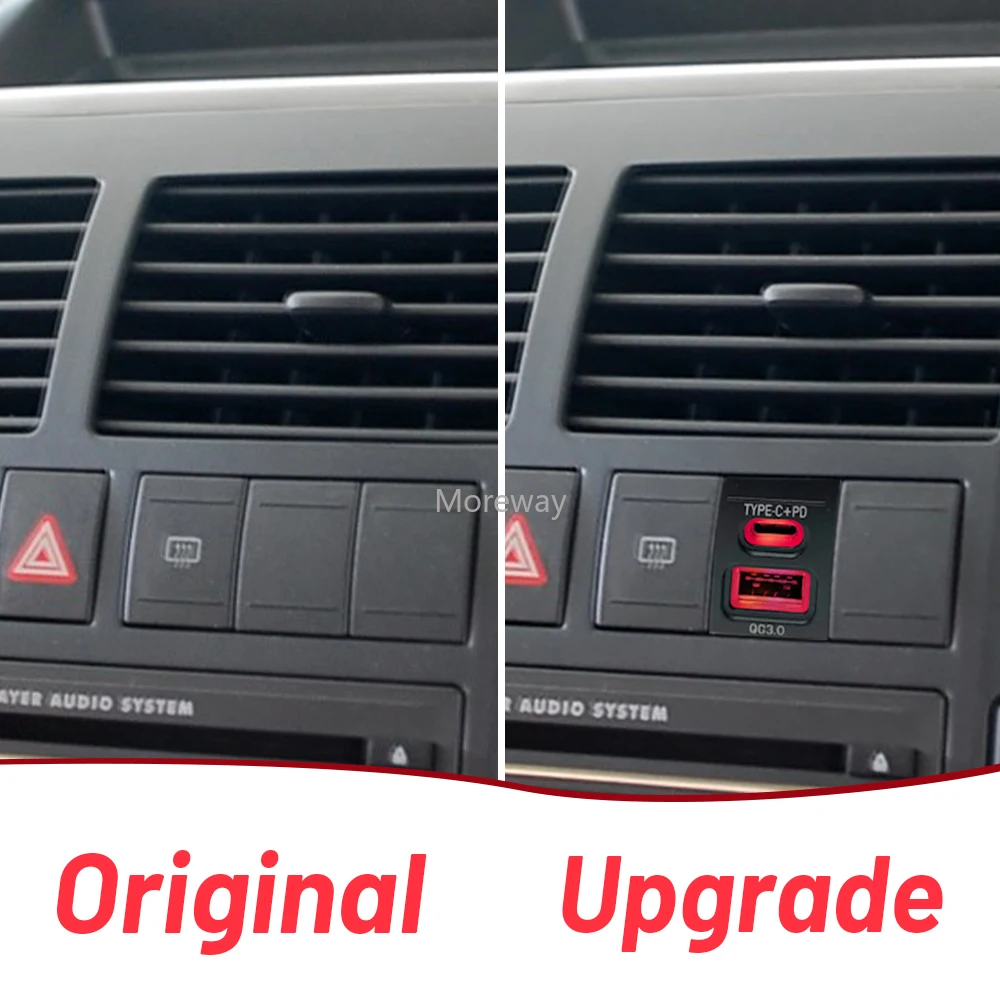 12 فولت شحن سريع منافذ مزدوجة USB Type-C PD شاحن ذكي واجهة المقبس لفولكس واجن بولو 2004 2007 2009 ضبط داخلي