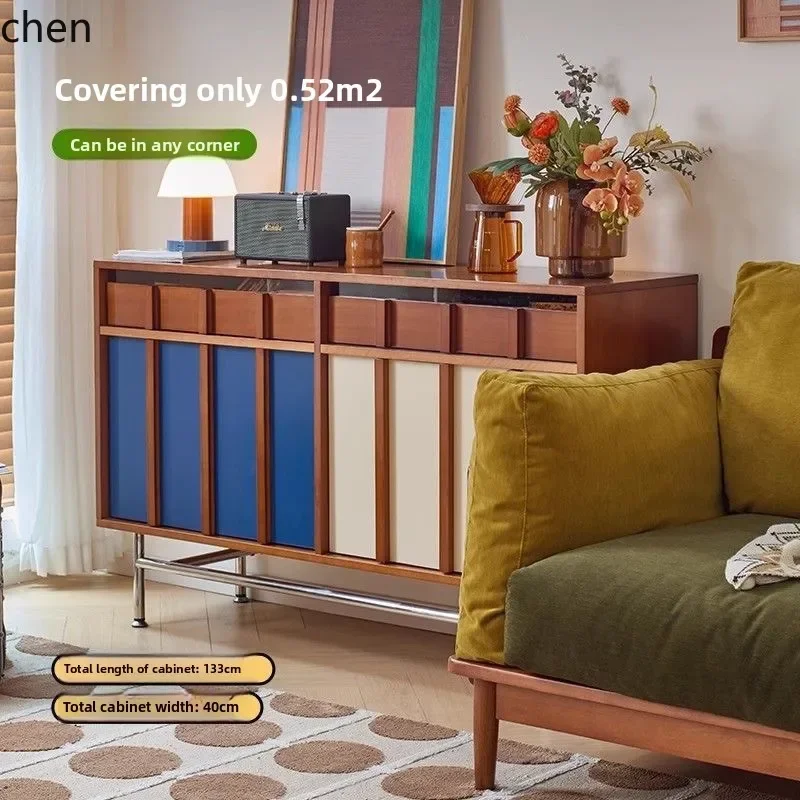 DSA  Side Cabinet Living Room Wall-Mounted Side Storage Vintage Solid Wood Storage Sideboard Cabinet