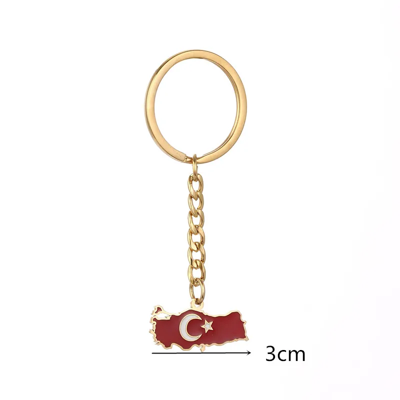 Stainless Steel Turkey Map Flag Keychain Women Turkish Jewelry Turkiye Cumhuriyeti