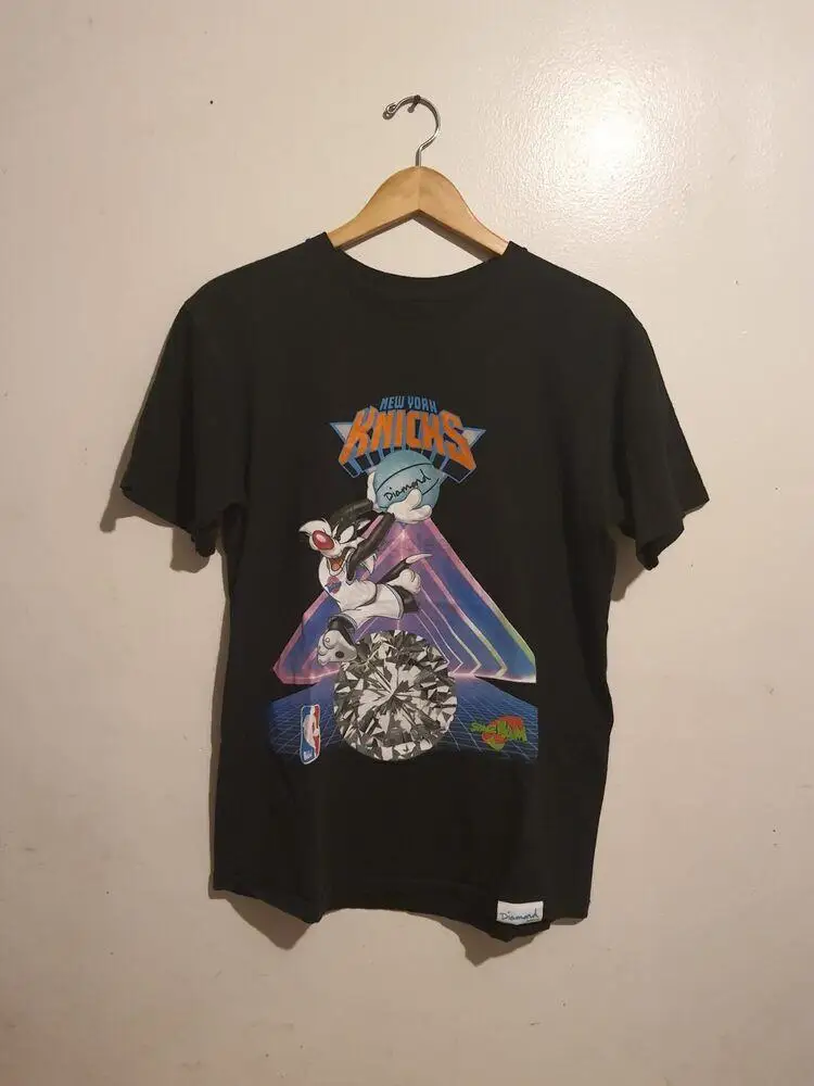 Diamond Supply Silvester Knicks Space Jam Black Tee T Shirt Men Medium NWOT