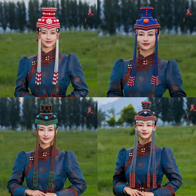 Mongolian Ethnic Style Traditional Handmade Accessories Long Headwear