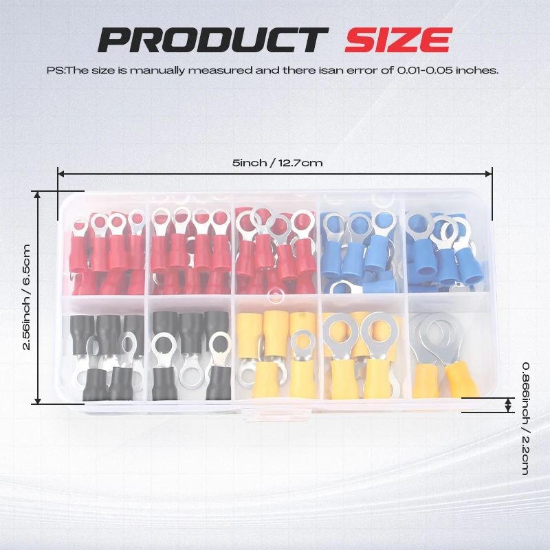 102 قطعة محطات تجعيد حلقة موصلات الأسلاك الكهربائية M4/M5/M6 العزل الطويق العروات كابلات لصق سريع لولبية الاتصال