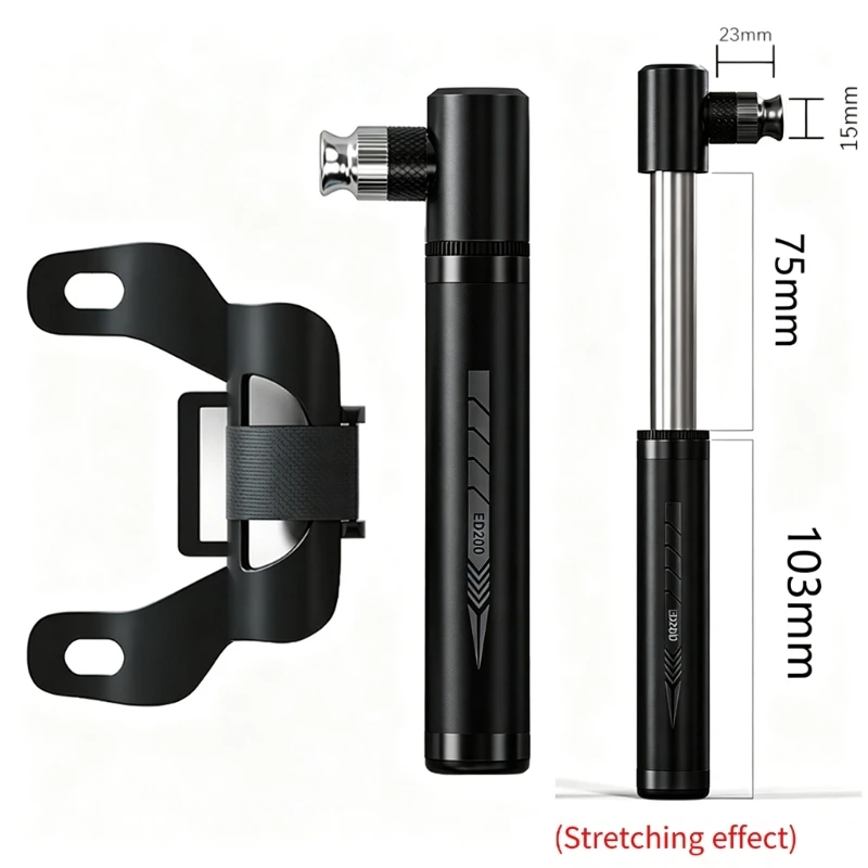 Mini Cycle Tire Inflator Portable Bike Pump for Cyclists, Double Valves Hand Pump with Metal Barrels, Grip Texture, 130PSI 69HD