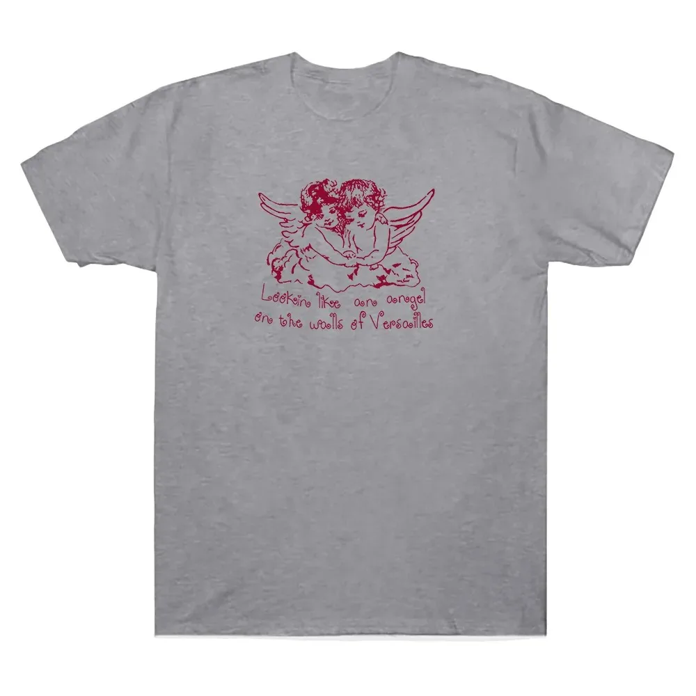 Sommerliches Herren-T-Shirt mit Buchstaben- und Engel-Print, Rundhalsausschnitt, 100% reine Baumwolle, lässig, neutral, weich, atmungsaktiv, kurzärmelig – Detail 9