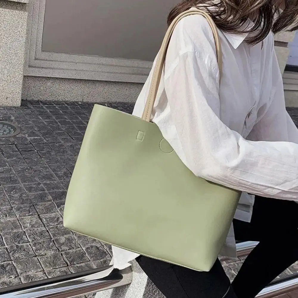 

Minimalist Design Underarm Tote Bag Solid Color Korean Style Sweet Shoulder Bag Zipper Pu Leather Luxury Handbag Shopping