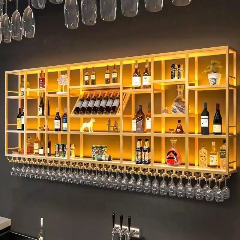 

Bar Cabinet Liquor Whiskey Display Minimalist Furniture Kitchen Storage Industrial Stockage Vin Wine Wall Mounted Restaurant