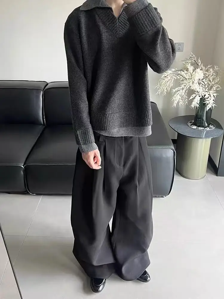 

Loose Men's V-Ne Knitwear Simulated Camere Comfortable Lazy Sle Long Sve Thermal Autumn Winter Faion Basic C...