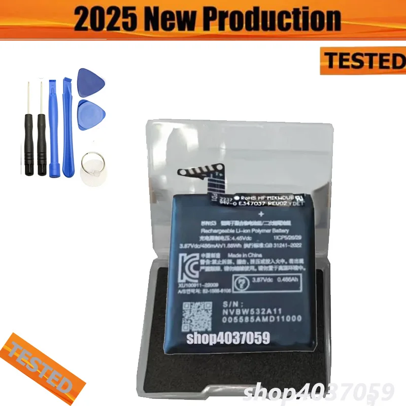 

2025 Year New BW53 Battery For Xiaomi Watch S1 Pro Smart Watch 486mAh 3.87V Replacement Bateria
