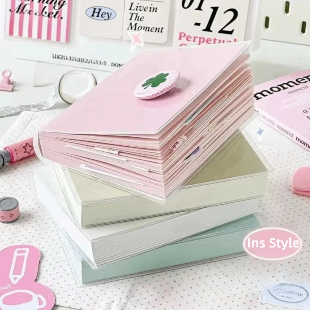 Practical Colorful Ins Pocket Notebook Thicken Transparent Cover A6 Notepad High Appearance Cute Small Daily Planner College