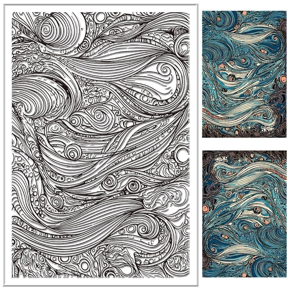 Ocean Waves Stamps Summer Sea Ripple Spray Beach Background Reusable Vintage Clear Stamp Seals for Card Making Journaling Photo