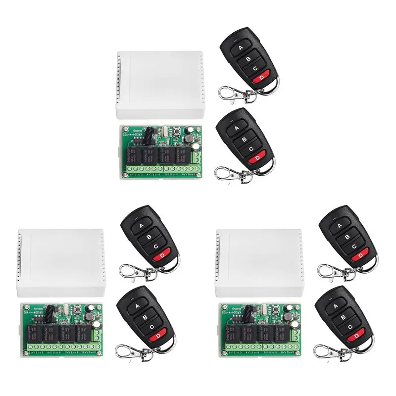 

AA81-3X DC12V 24V 4-канальный модуль реле с дистанционным управлением 433 МГц, приемник управления, четырехканальный релейный модуль