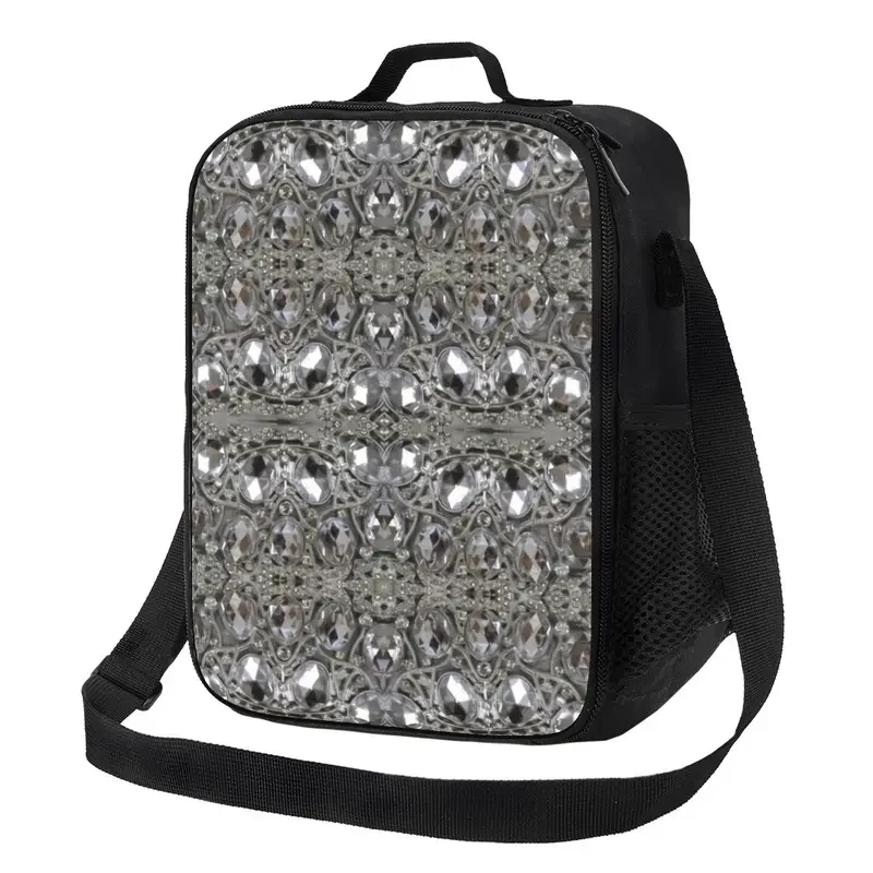 

Trendy Pretty Rhinestone Crystal Thermal Insulated Lunch Bag Diamonds Jewelry Portable Lunch Container for Picnic Bento Food Box