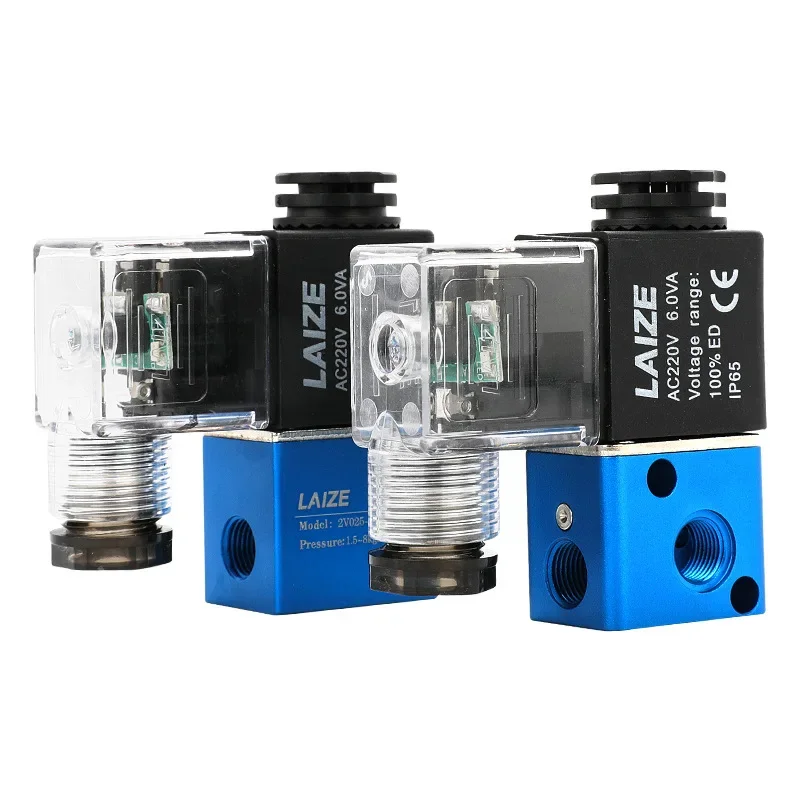 12V 24V 220V Pneumatic Solenoid Valve 2 Position 1/4 Port 2 Way Normally Closed 2V025-08 Air Compressor Magnetic Control Valve