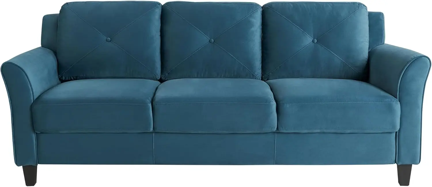 Sofa Blue Elegant Tufted Back Cushions Stain Resistant Fabric Ensuring Easy Maintenance and Longevity Refined Design