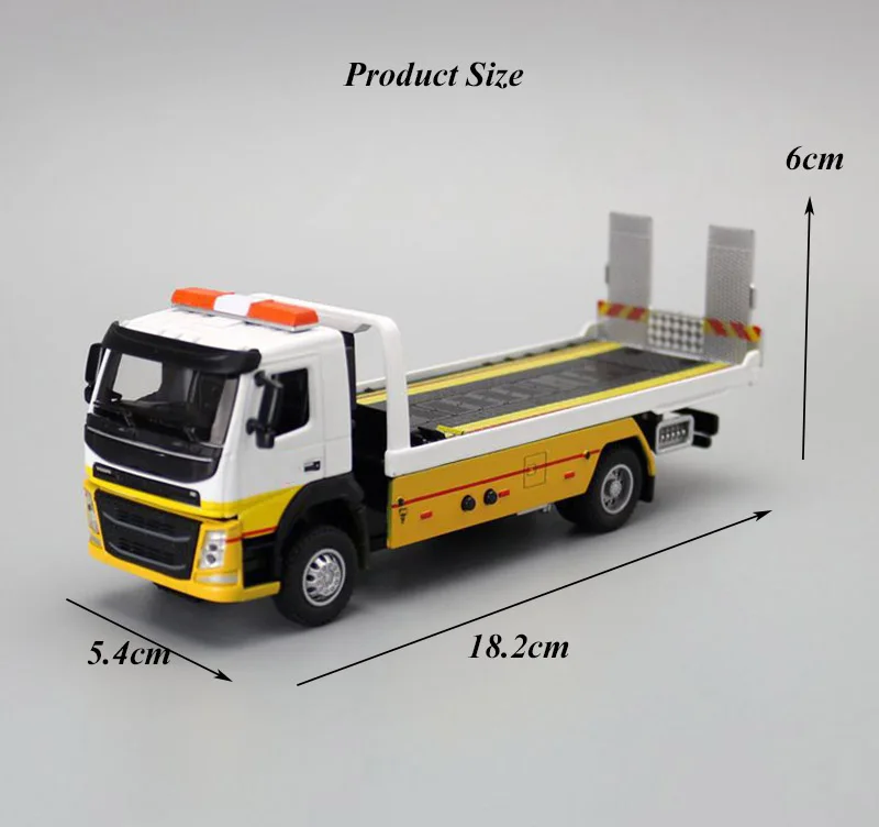 1/50 Trailer Platform Truck Toy Car Diecast Vehicle Model Pull Back Sound & Light Engineering Collection For Kid Gift