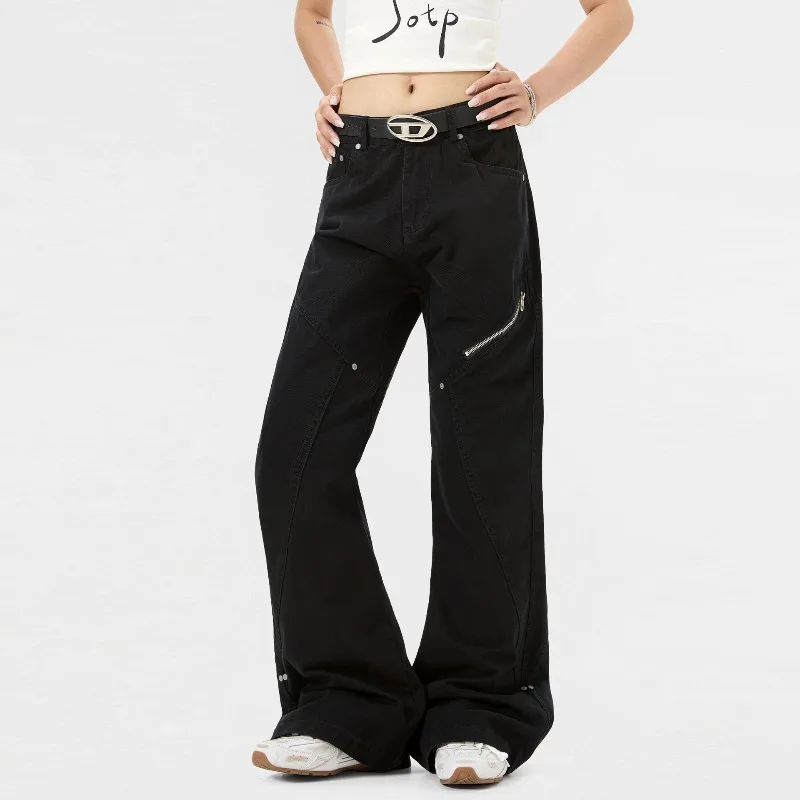 OR FL Retro Wash and Age Micro 100 Cotton Women Cargo Trousers American Style Vintage High Street Trend Slightly Flared Pants
